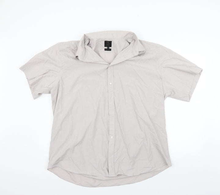 T&W Mens Grey Button-Up Size 18.5