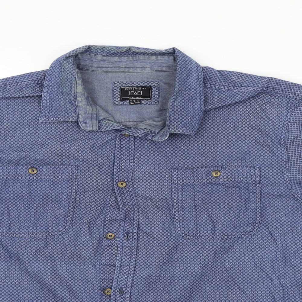 F&F Mens Blue    Button-Up Size XL