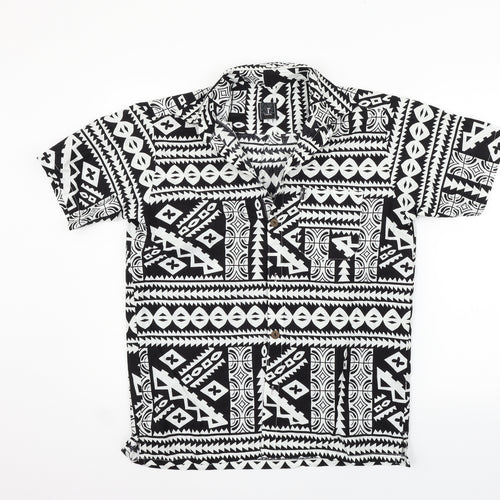 Tepa Womens Black Geometric  Basic Button-Up Size S