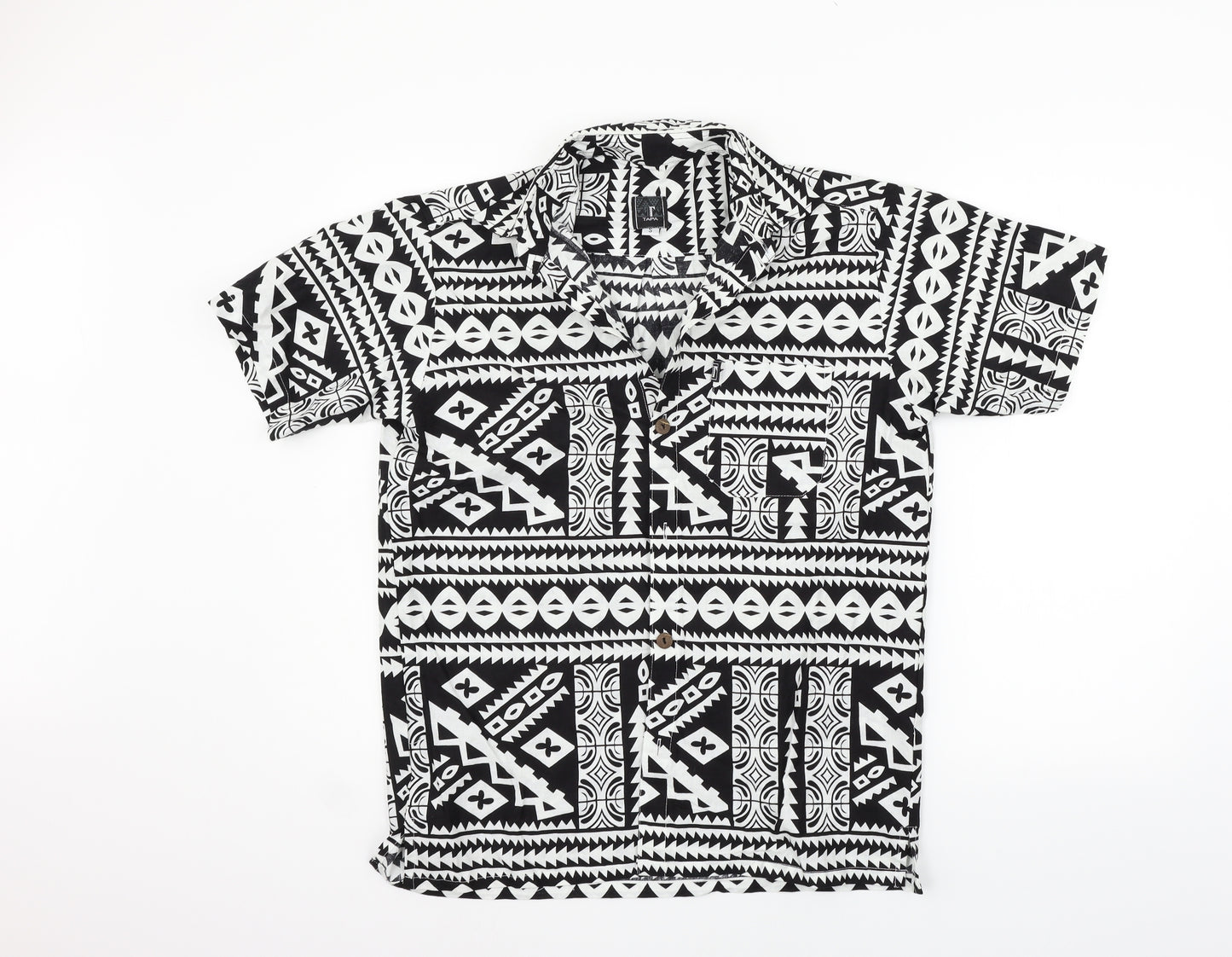 Tepa Womens Black Geometric  Basic Button-Up Size S