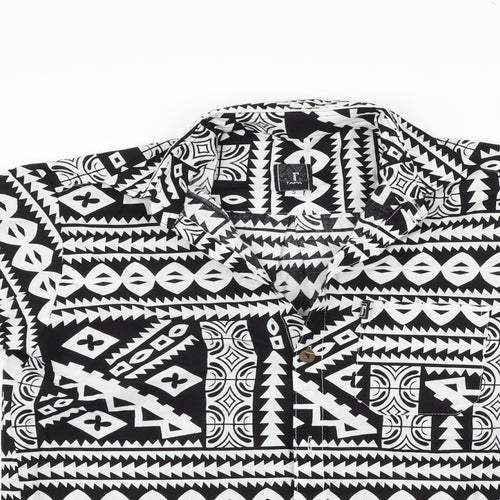 Tepa Womens Black Geometric  Basic Button-Up Size S