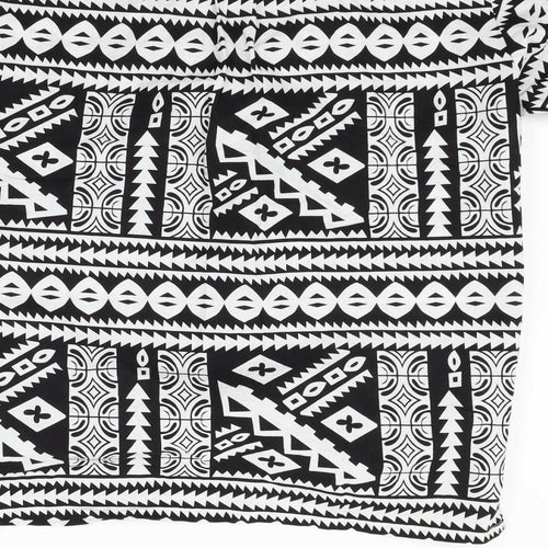 Tepa Womens Black Geometric  Basic Button-Up Size S