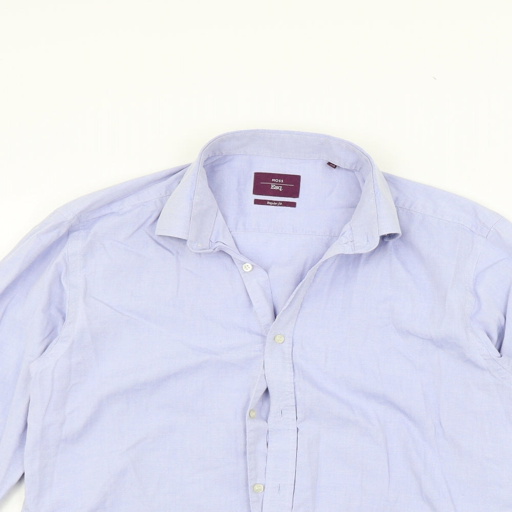 MOSS Mens Blue Striped   Button-Up Size 15.5