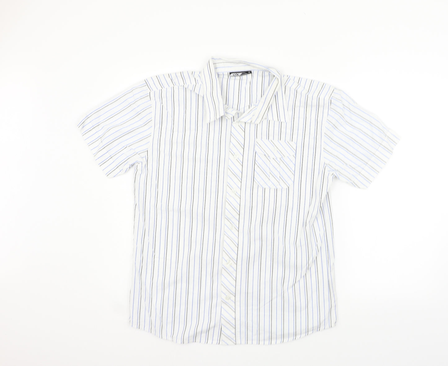 ox Womens Silver Striped  Basic Button-Up Size M