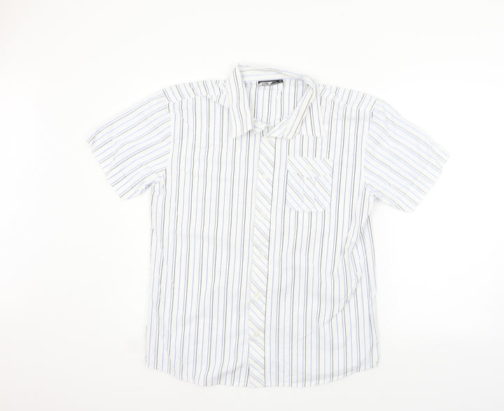 ox Womens Silver Striped  Basic Button-Up Size M