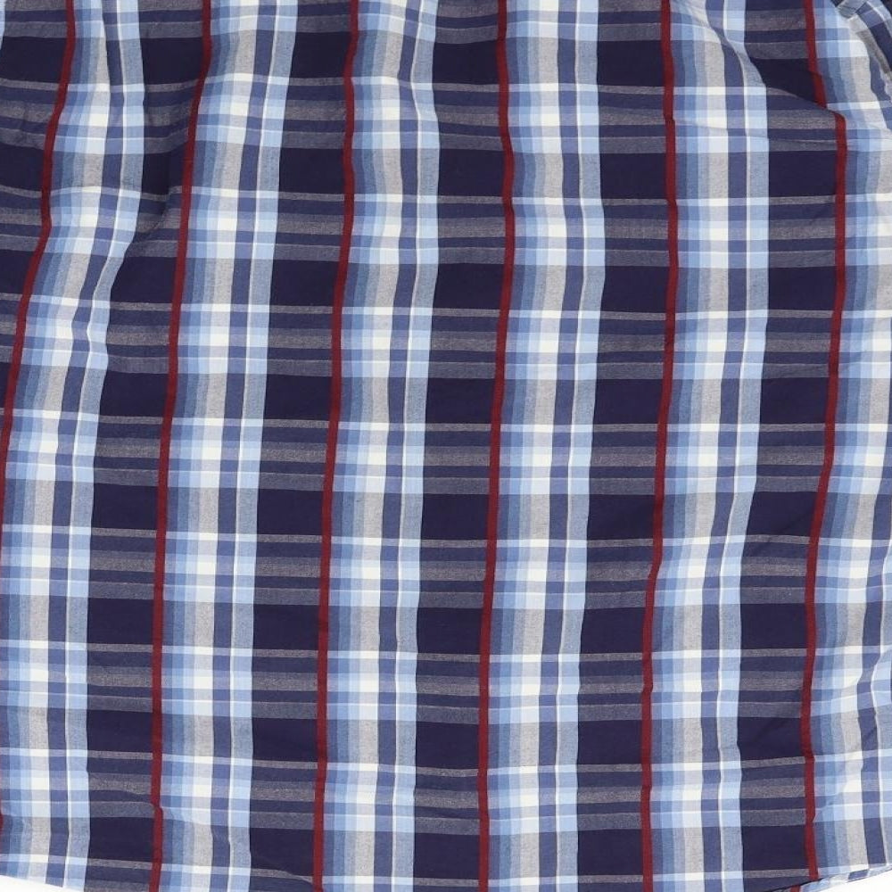 Aertex Mens Blue Check   Button-Up Size L