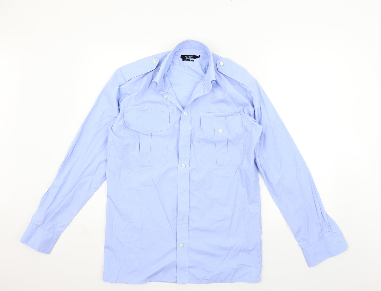 Bosweel Mens Blue    Button-Up Size 15