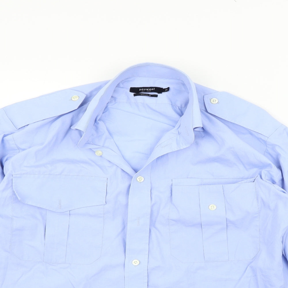 Bosweel Mens Blue    Button-Up Size 15