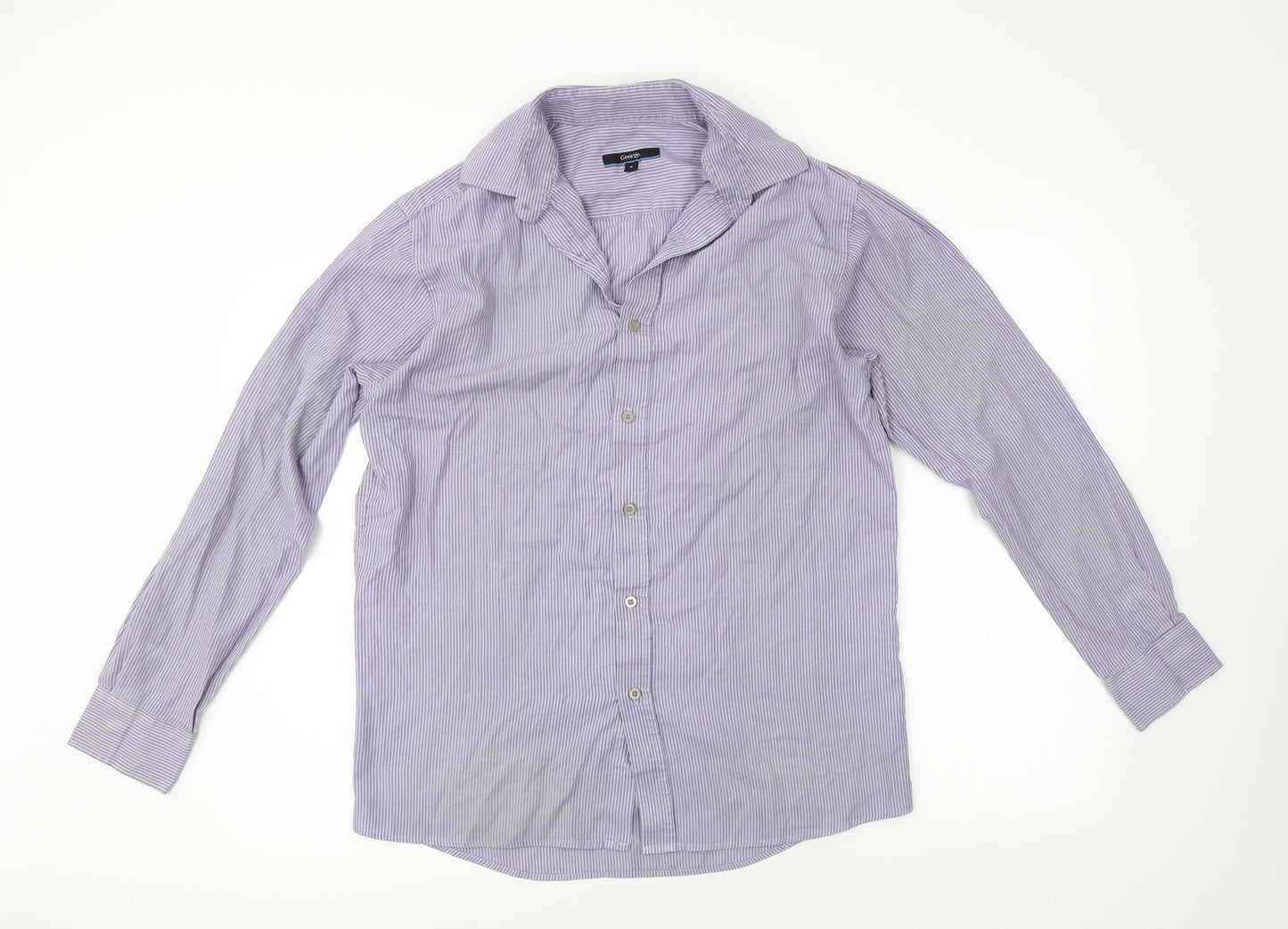George Mens Purple Striped   Button-Up Size 15