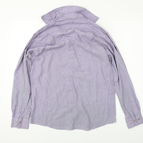 George Mens Purple Striped   Button-Up Size 15
