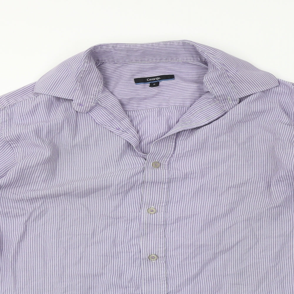George Mens Purple Striped   Button-Up Size 15