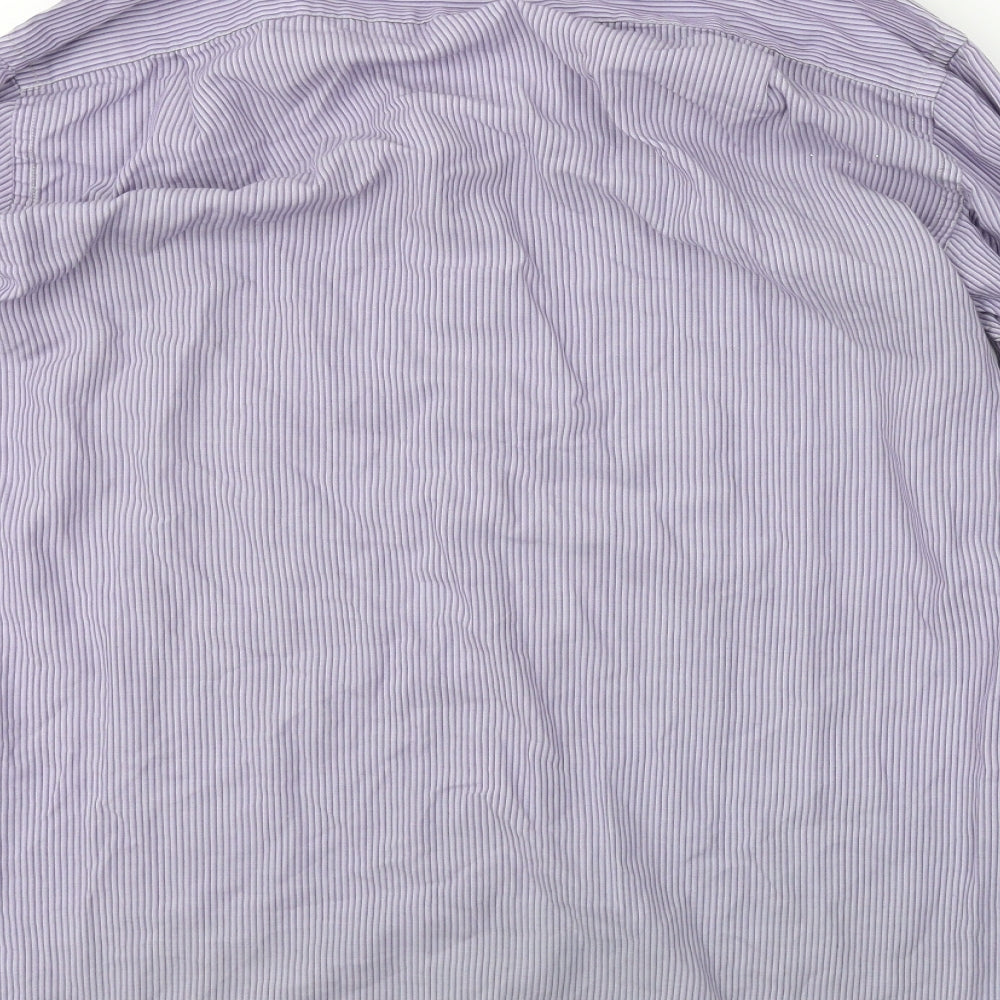 George Mens Purple Striped   Button-Up Size 15