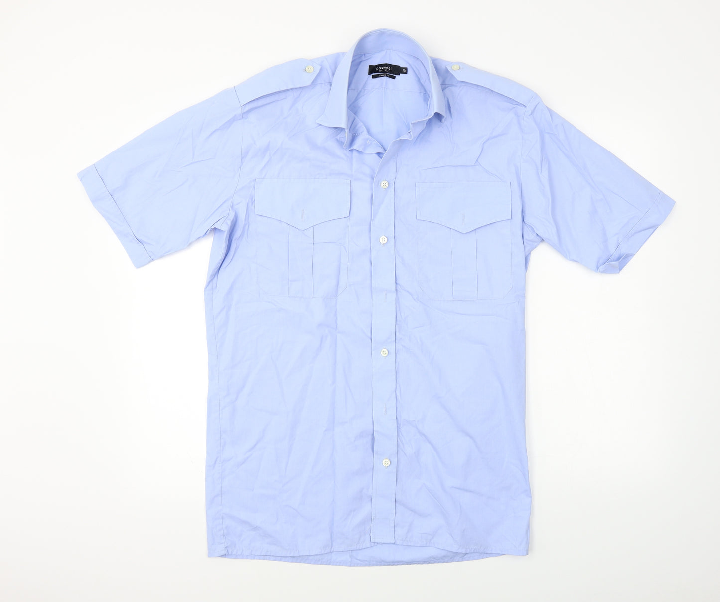 Bosweel  Mens Blue    Dress Shirt Size 15
