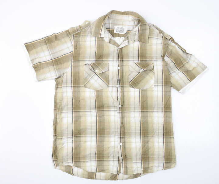 BHS Mens Brown Check Button-Up Size XL