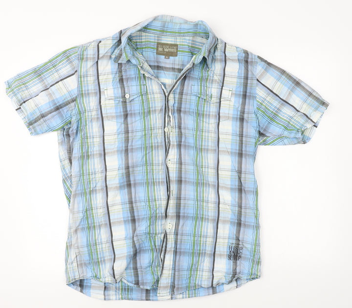 RE Work Mens Blue Check Button-Up Size XL