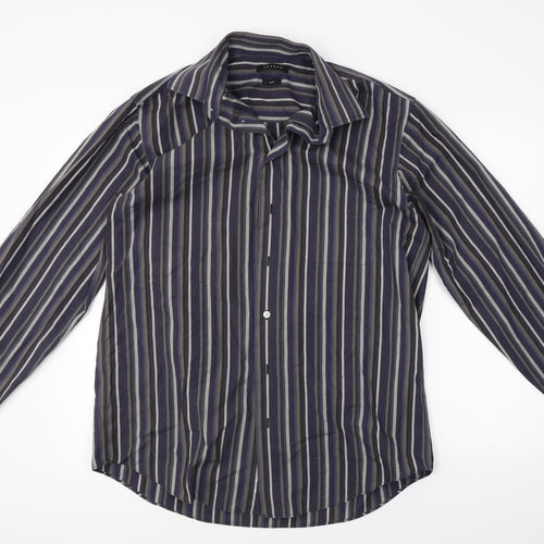 Morgan Mens Blue Striped   Button-Up Size 42