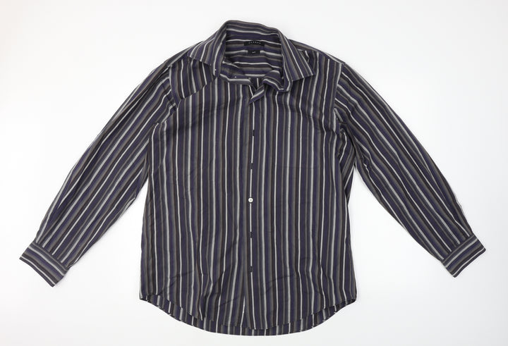 Morgan Mens Blue Striped Button-Up Size 42
