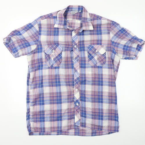 young star Mens Blue Check   Button-Up Size 43