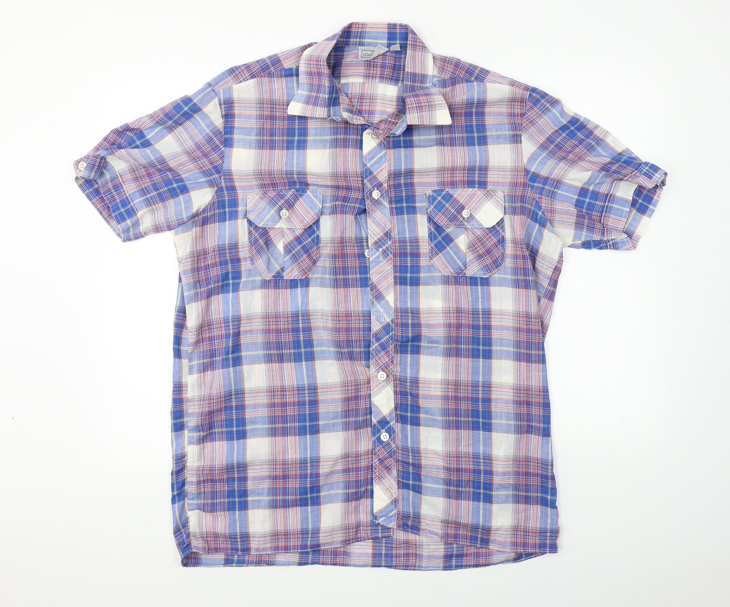 young star Mens Blue Check   Button-Up Size 43