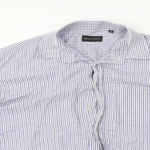 MALDINI  Mens Blue Check   Button-Up Size XL