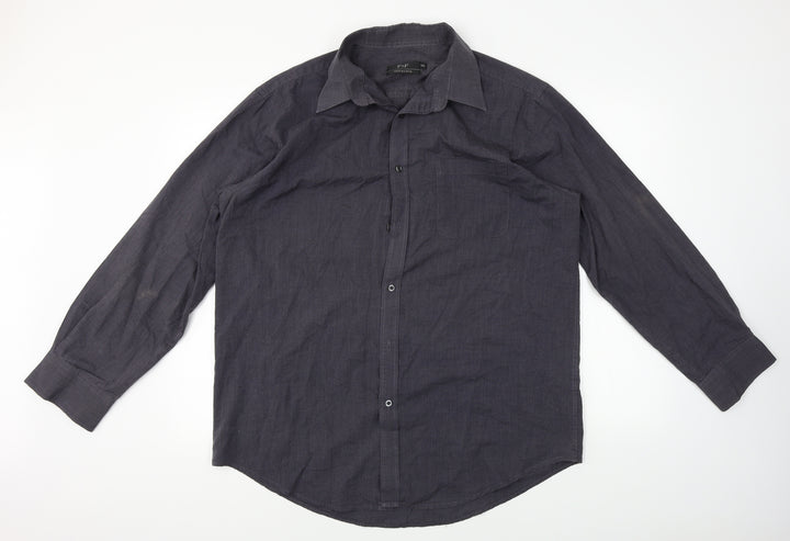 F&F Mens Black Button-Up Size 16