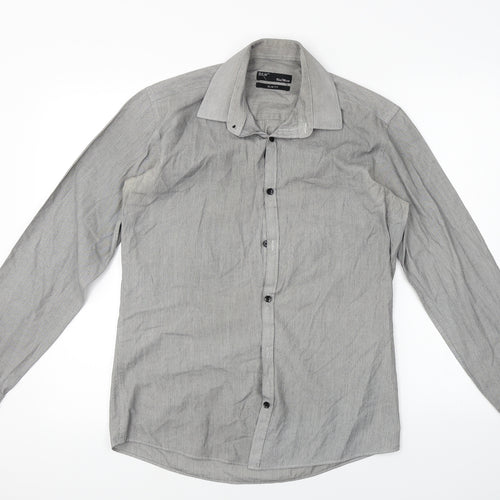 B&W Mens Grey    Button-Up Size 15