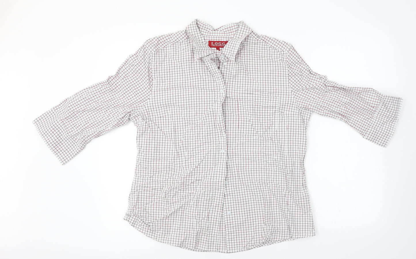L.O.G.G     Mens White Check   Button-Up Size 44