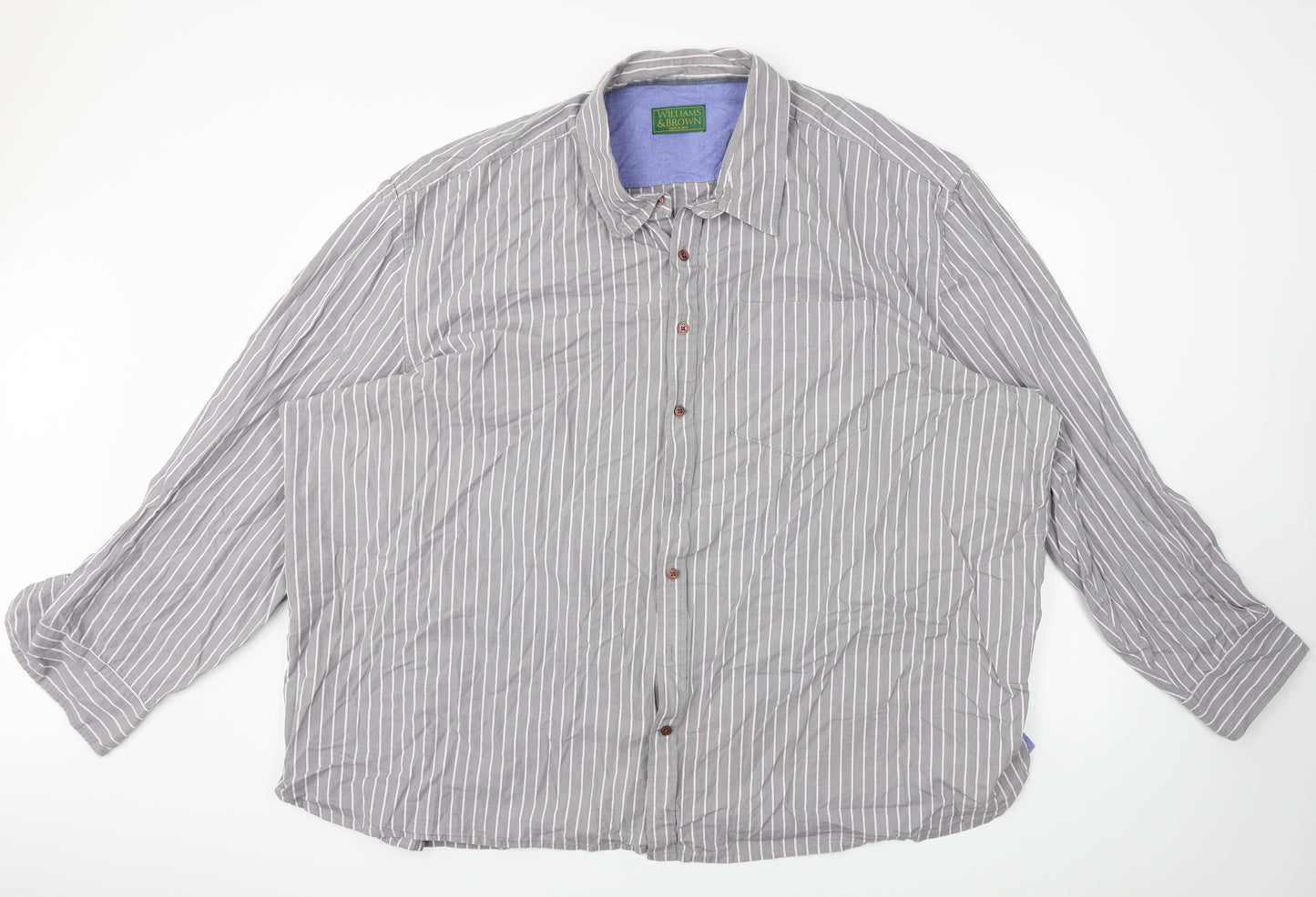 Williams & Brown  Mens Grey Striped   Dress Shirt Size 4XL