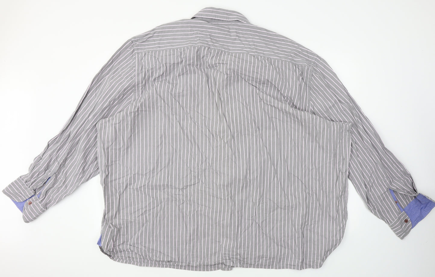 Williams & Brown  Mens Grey Striped   Dress Shirt Size 4XL