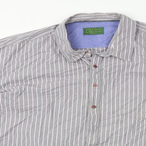 Williams & Brown  Mens Grey Striped   Dress Shirt Size 4XL