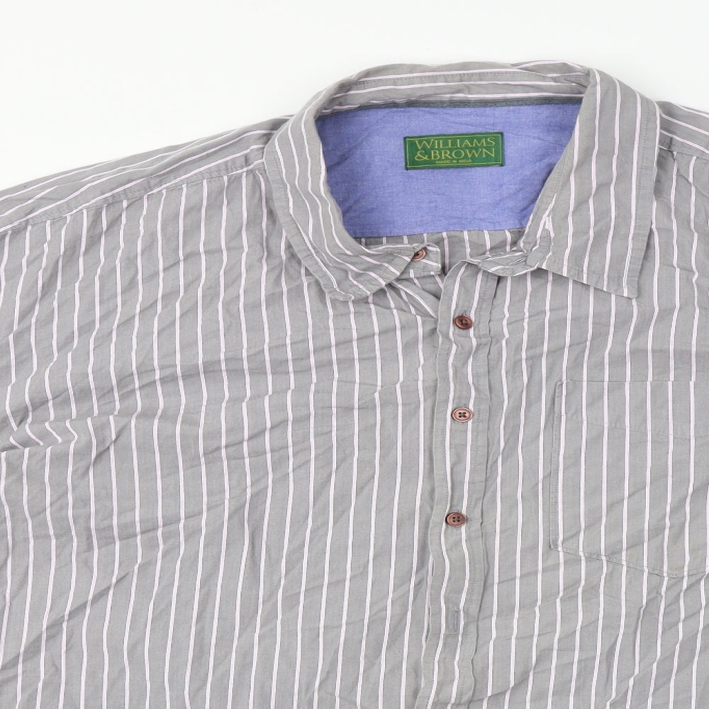 Williams & Brown  Mens Grey Striped   Dress Shirt Size 4XL