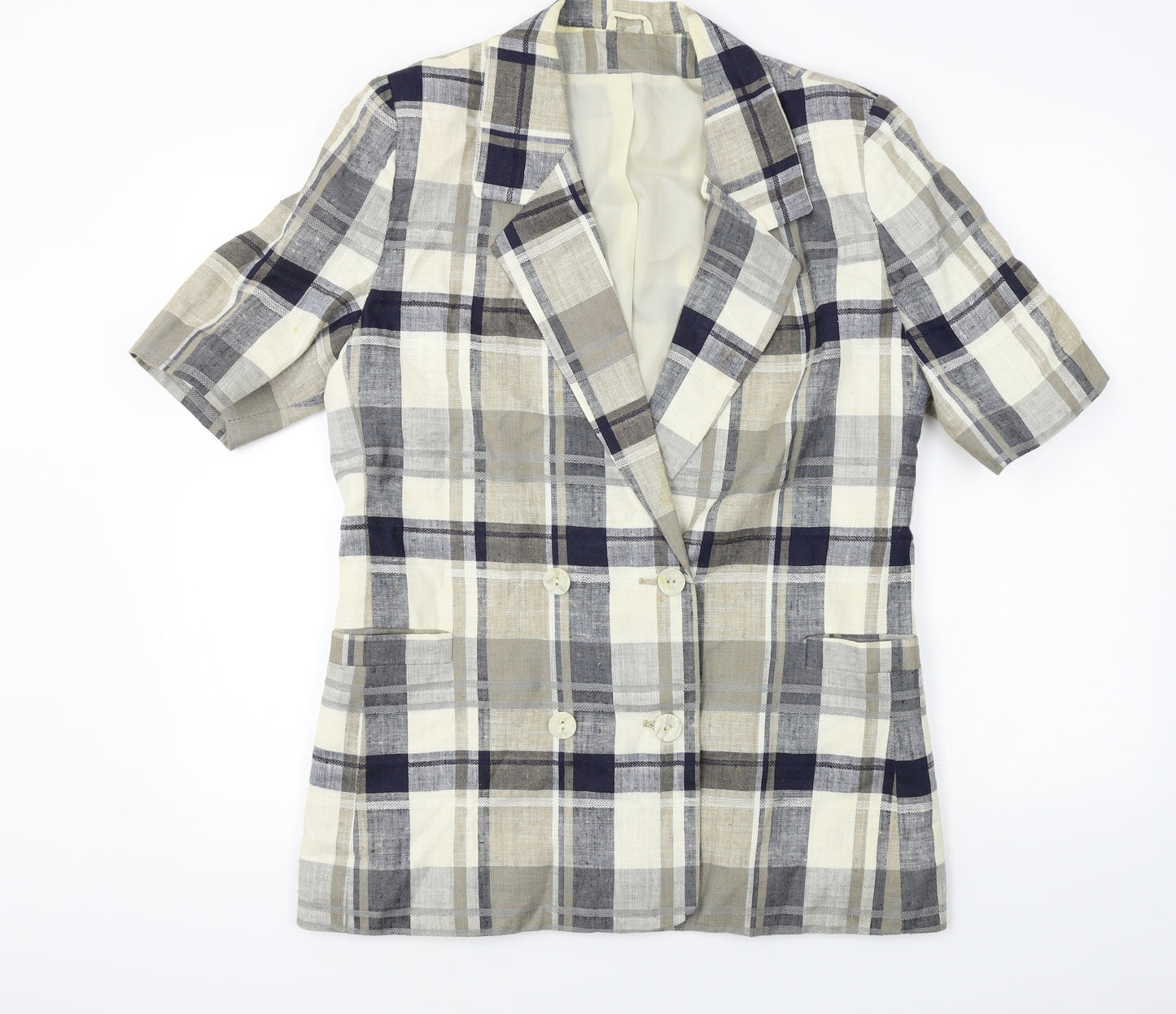 Preworn  Womens Black Check  Jacket Coat Size 14