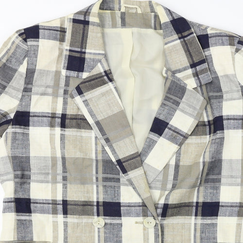 Preworn  Womens Black Check  Jacket Coat Size 14