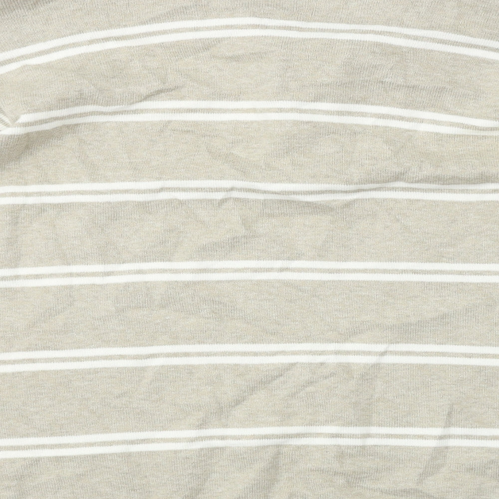 Marks and Spencer  Mens Beige Striped   Polo Size M