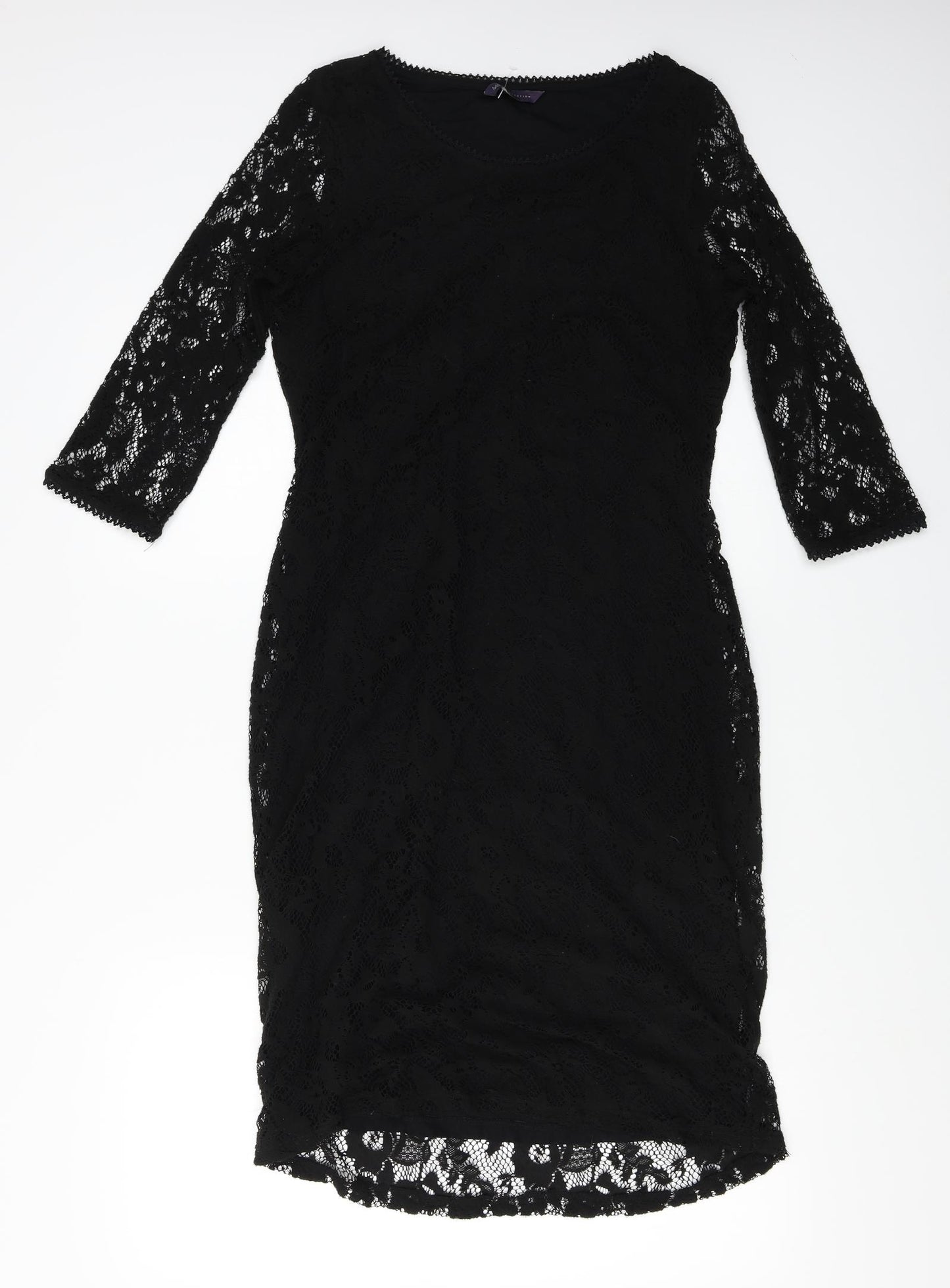 Marks and Spencer  Womens Black Floral  A-Line  Size 12