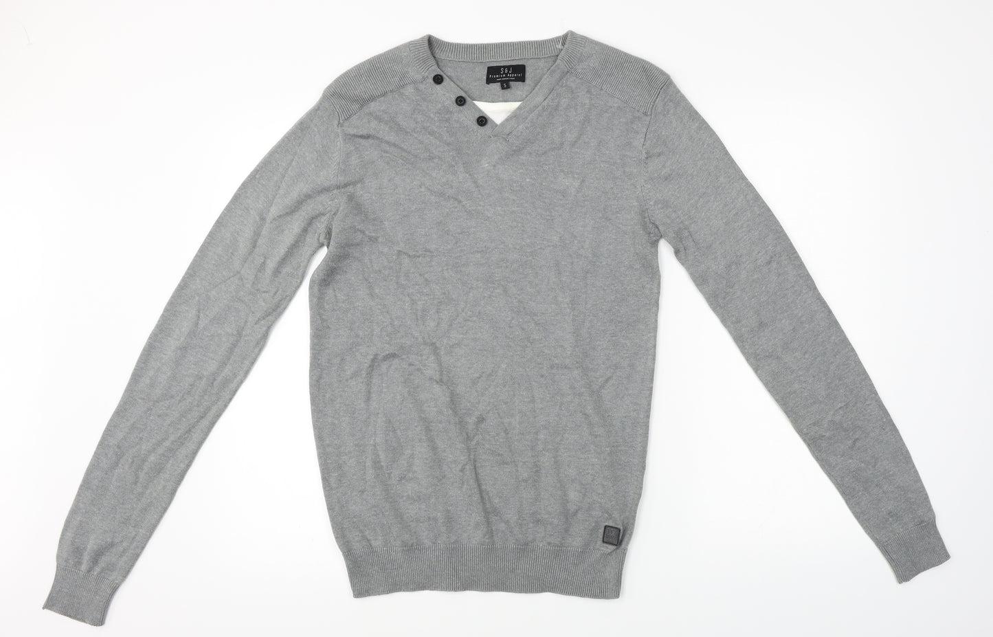 s&j  Mens Grey   Pullover Jumper Size S