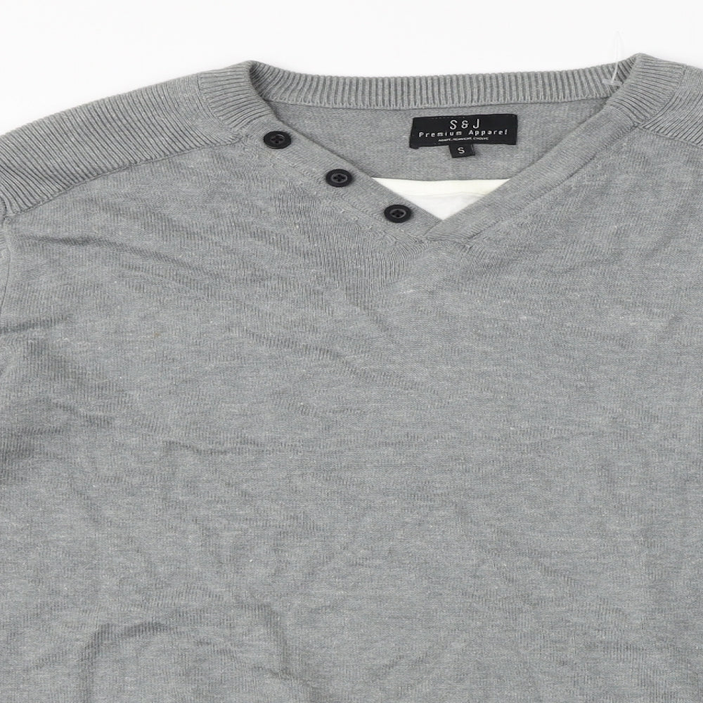s&j  Mens Grey   Pullover Jumper Size S