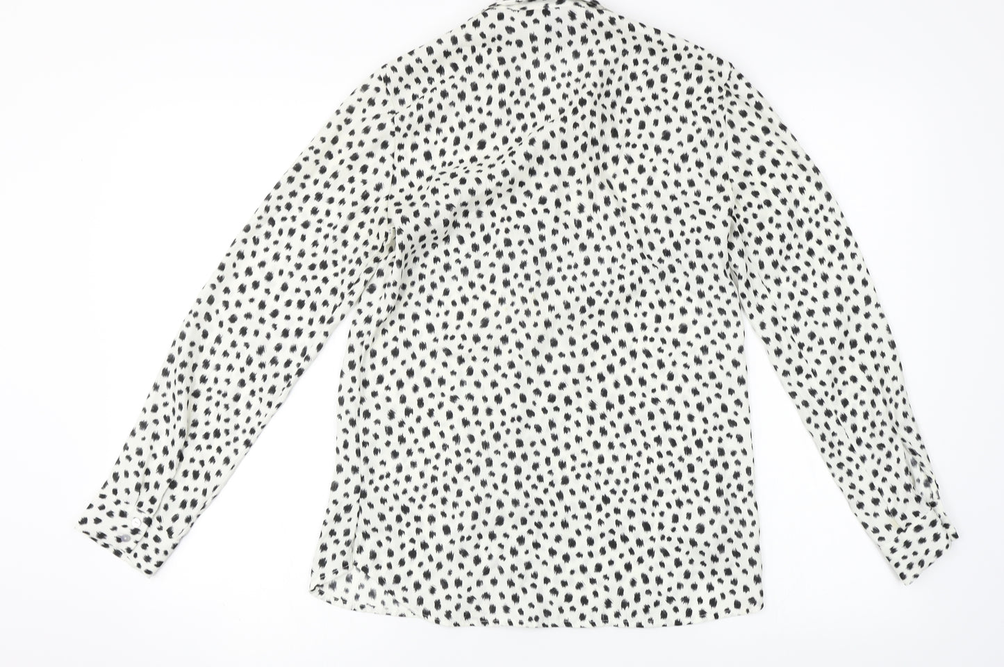 H&M  Womens White Animal Print  Basic Button-Up Size 2
