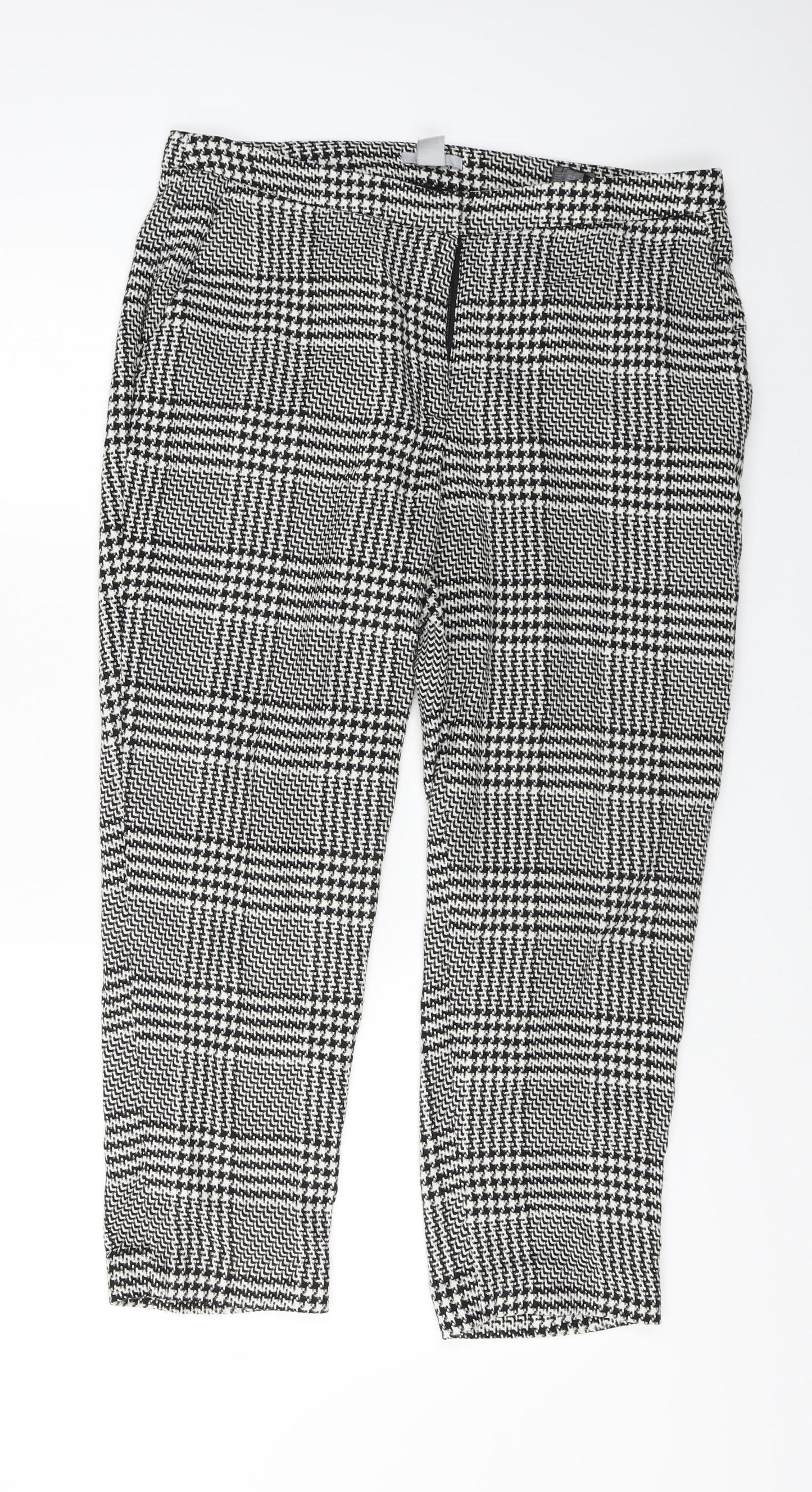 H&M  Womens Grey Check  Trousers  Size 10 L24 in