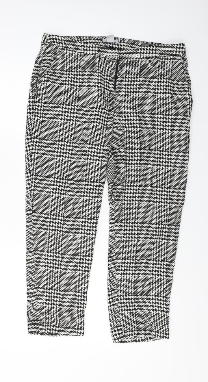 H&M  Womens Grey Check  Trousers  Size 10 L24 in