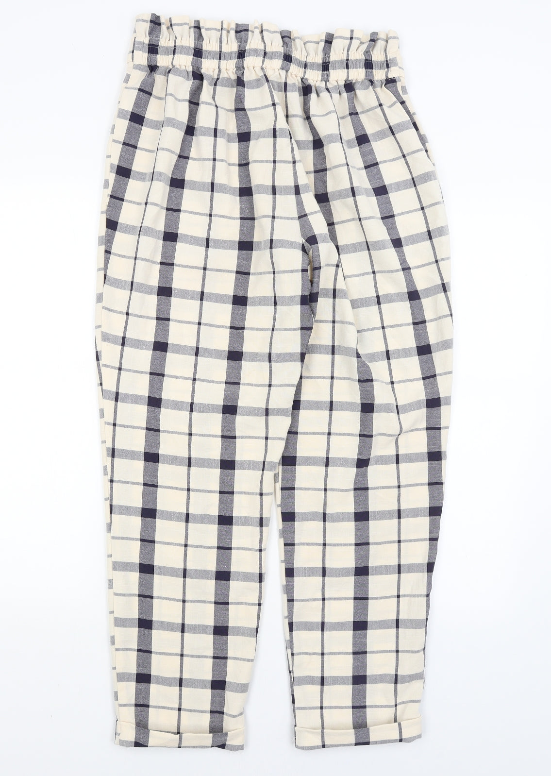 Primark Womens White Plaid  Trousers  Size 14 L27 in