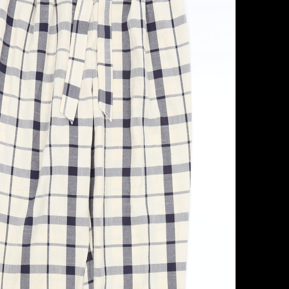 Primark Womens White Plaid  Trousers  Size 14 L27 in