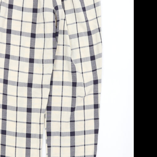 Primark Womens White Plaid  Trousers  Size 14 L27 in