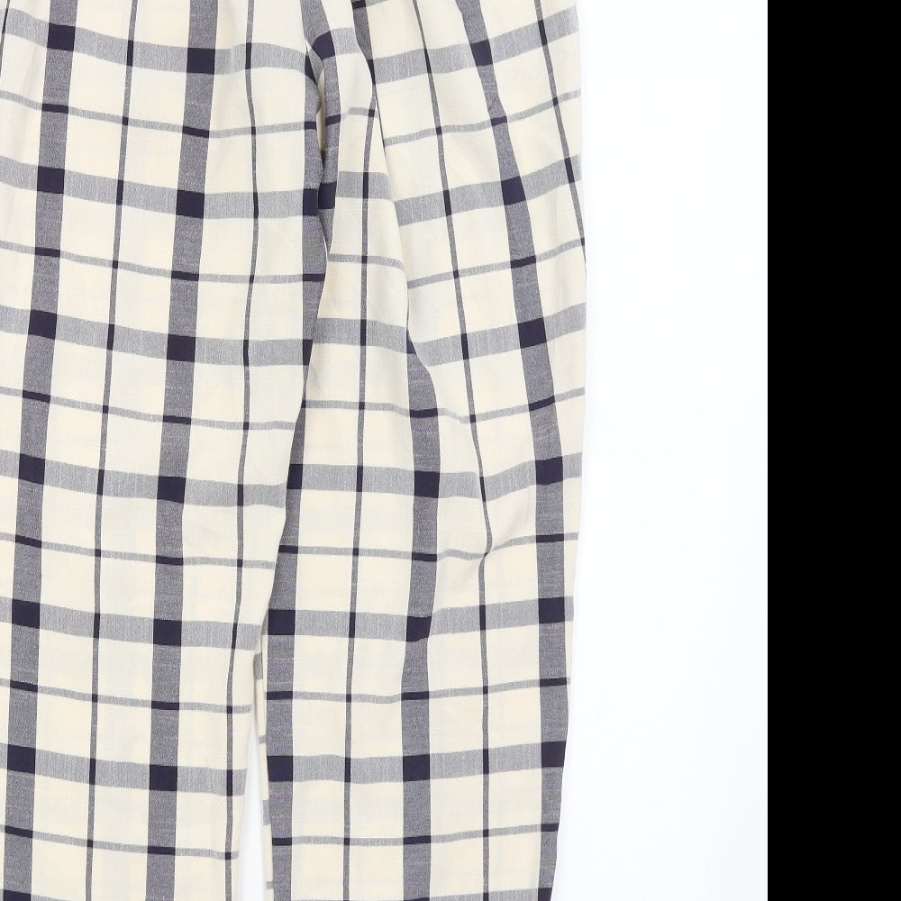 Primark Womens White Plaid  Trousers  Size 14 L27 in