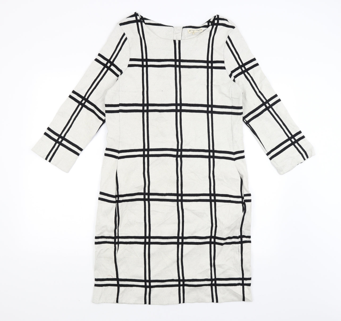 Phase Eight Womens White Plaid  Pencil Dress  Size 14