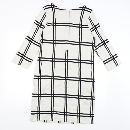 Phase Eight Womens White Plaid  Pencil Dress  Size 14