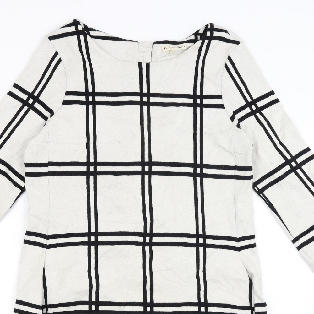 Phase Eight Womens White Plaid  Pencil Dress  Size 14