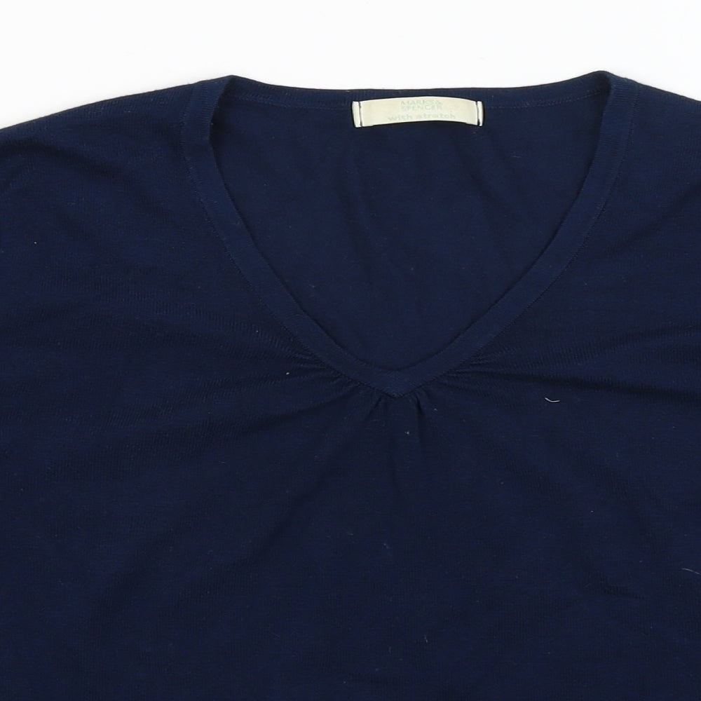 M&S Womens Blue   Basic T-Shirt Size 14