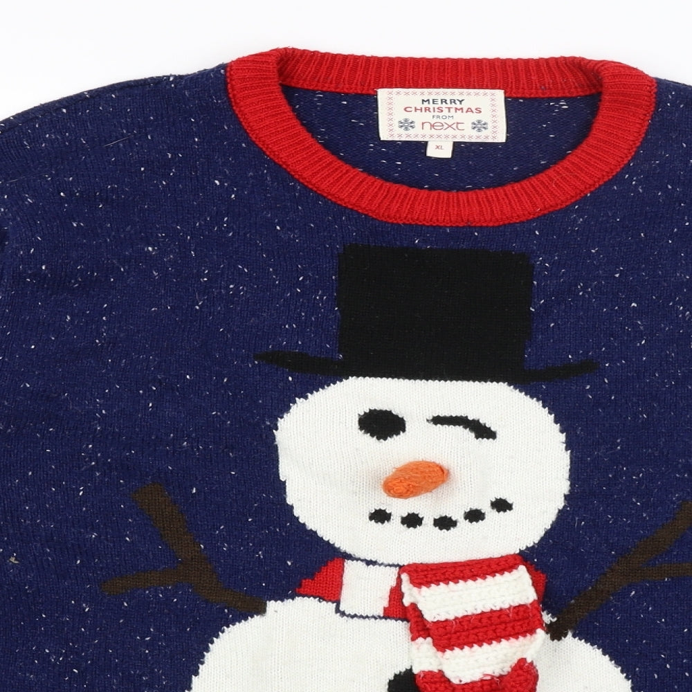 NEXT Mens Blue   Pullover Jumper Size XL  - Snowman
