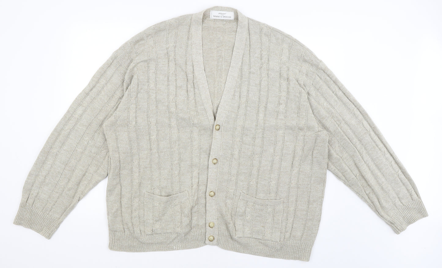 St Michael Mens Beige   Cardigan Jumper Size XL